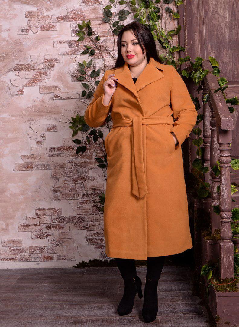 

Женское удлиненное пальто, с 48-82 размер 78, Горчичный