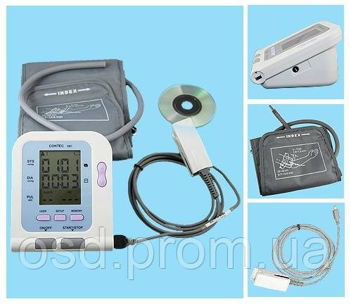 Тонометр цифровой автоматический CONTEC 08А +SpO2 LCD цветной дисплей, память на 3 пациента отдельно по 99 записей+ПО