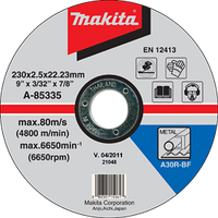 Отрезной диск по металлу 230x2,5x22,23мм Makita A-85335