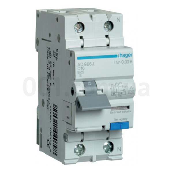 AD966J 1P+N 6kA C-16A 30mA тип A, Дифференциальный автоматический выключатель, Hager
AD966J 1P+N 6kA C-16A 30mA тип A, Дифференциальный автоматический выключатель, Hager