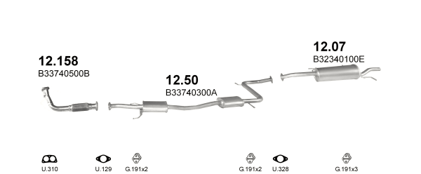 Глушитель (выхлопная система) MAZDA 323 1.3 16V (1324 см3) (89-92гг) (седан) (Мазда) BG
Глушитель (выхлопная система) MAZDA 323 1.3 16V (1324 см3) (89-92гг) (седан) (Мазда) BG