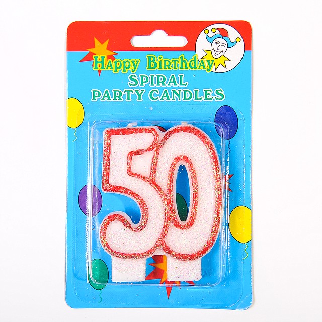 Свеча в торт на день рождения цифра "50" юбилейная с блестками