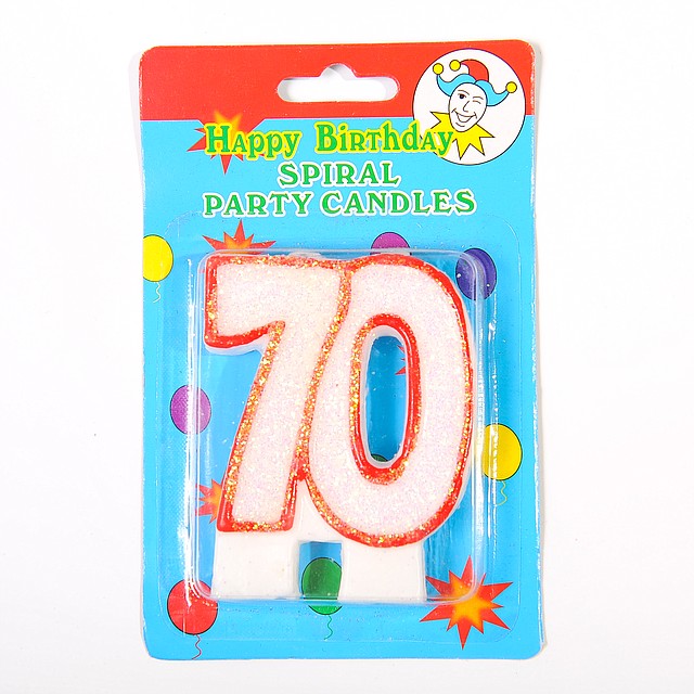 Свеча в торт на день рождения цифра "70" юбилейная с блестками