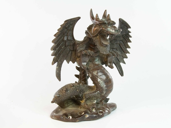 Статуэтка дракон с крыльями бронза