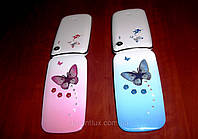 Женский телефон раскладушка Samsung W 888 (2 сим карты) бабочка в цветах