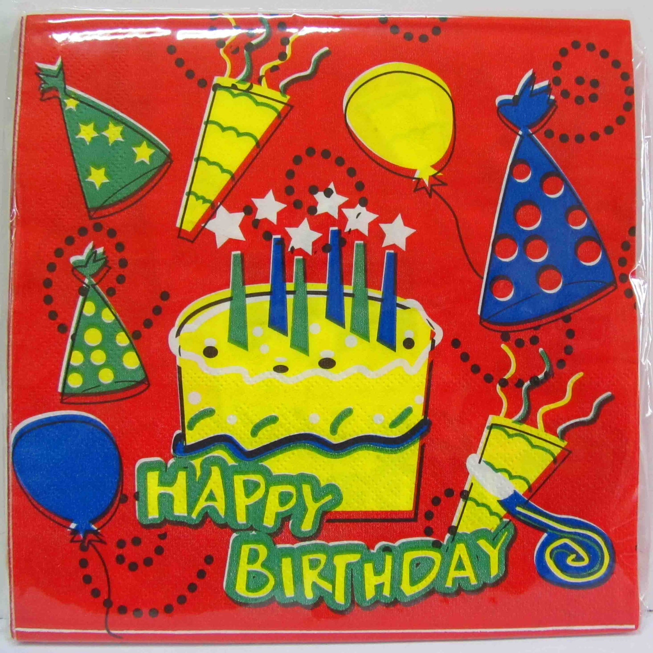 Салфетки праздничные  "Happy Birthday" с тортиком