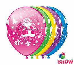 Воздушные шарики "Дед Мороз" 5 ст. шелкография 12" (30 см)  ТМ Show
