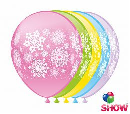 Воздушные шарики "Резные снежинки"  шелкография 12" (30 см)  ТМ Show