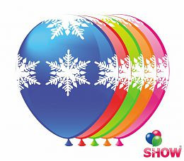 Воздушные шарики "Снежинки большие"  5ст. шелкография 12" (30 см)  ТМ Show