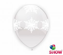 Воздушные шарики "Снежинки большие"  прозрачные 12"  ТМ Show