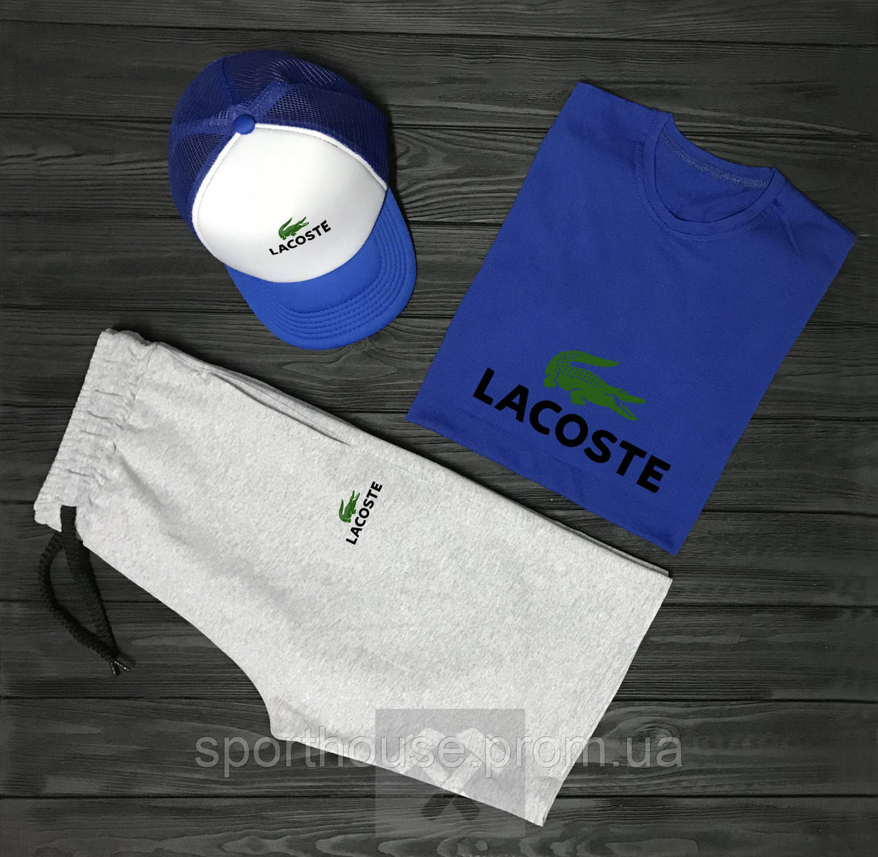 Мужской костюм тройка кепка футболка и шорты Лакост (Lacoste), летний мужской костюм, копия
Мужской костюм тройка кепка футболка и шорты Лакост (Lacoste), летний мужской костюм, копия