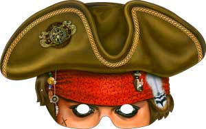 Маска "Пират" в зеленой шляпе , 376х178 мм, 10шт.