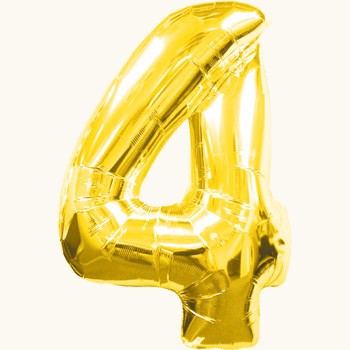 Воздушные шары оптом. Шар фольгированный золотой, цифра "4"