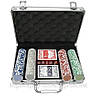 Покерный набор на 200 фишек без номинала в алюминиевом кейсе, подарок мужчине на 23 февраля