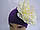 Шапочка фиолетовая с белым пионом 18 см, фото 2