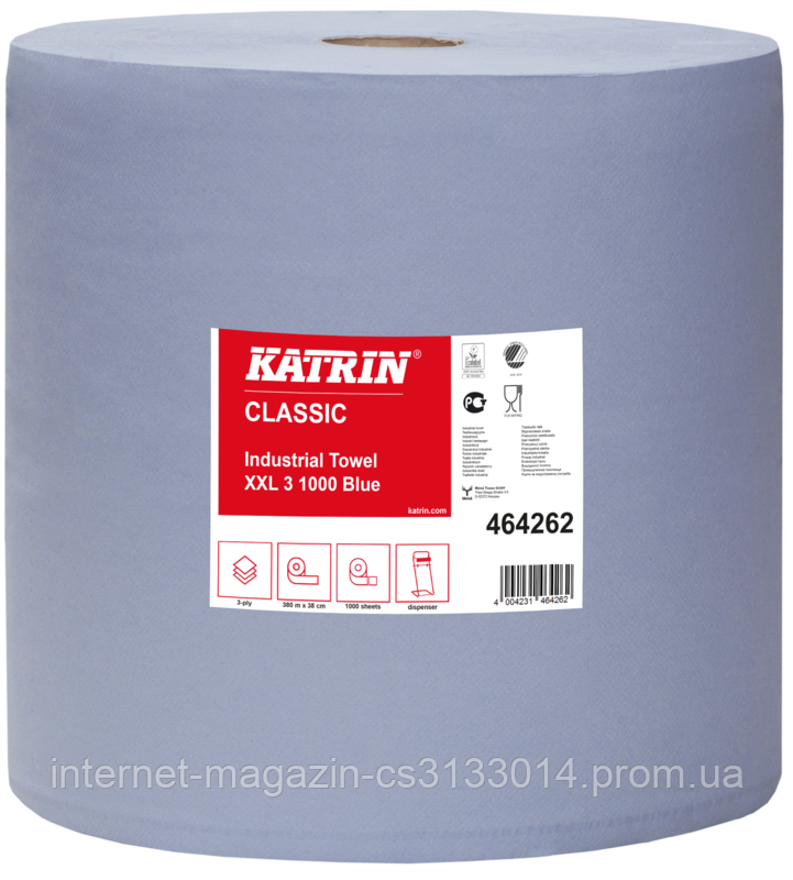 Бумажные протирочные полотенцаKatrin Classic ХXL 3 Blue (синий) (cell, rec) 1000 листов, Голубой
Бумажные протирочные полотенцаKatrin Classic ХXL 3 Blue (синий) (cell, rec) 1000 листов, Голубой