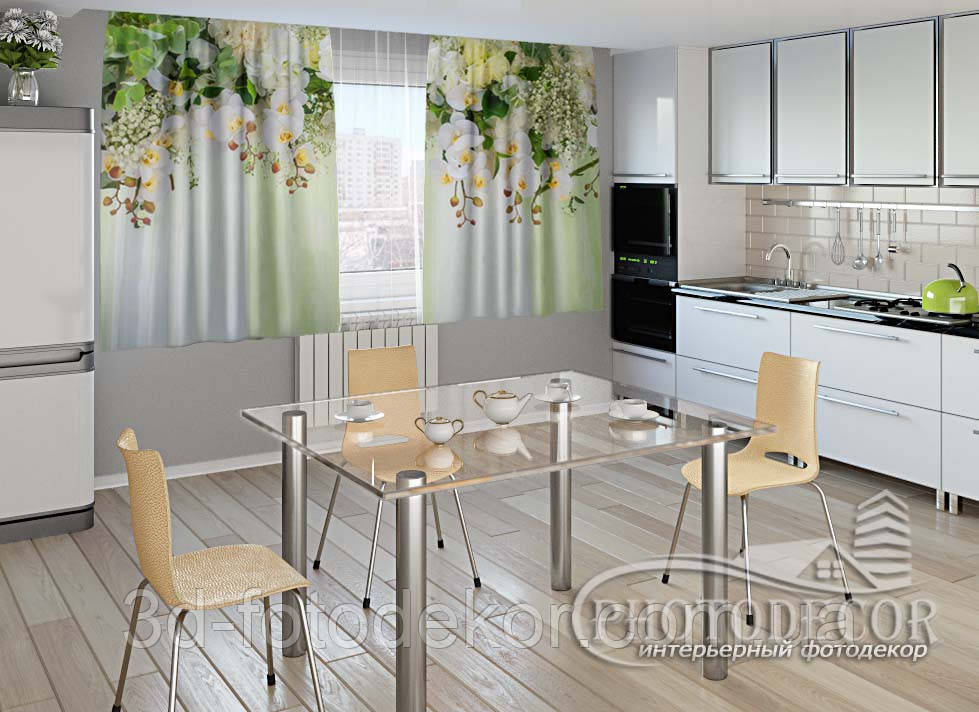 ФотоШторы для кухни "3D Ламбрекены из орхидей и цветов 1" 1,5м*2,0м (2 половинки по 1,0м), тесьма
ФотоШторы для кухни "3D Ламбрекены из орхидей и цветов 1" 1,5м*2,0м (2 половинки по 1,0м), тесьма