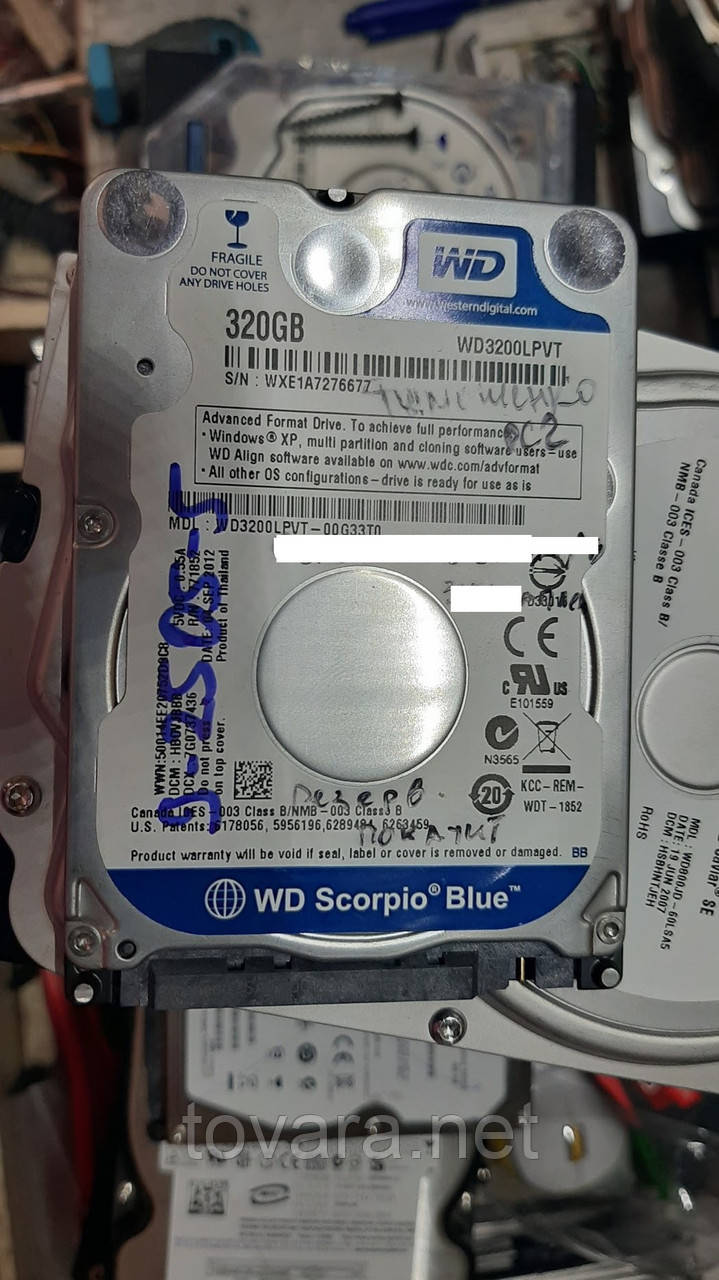 Жесткий диск для ноутбука 320 Гб Western Digital Scorpio Blue WD3200LPVT SATA №9-2505-6
Жесткий диск для ноутбука 320 Гб Western Digital Scorpio Blue WD3200LPVT SATA №9-2505-6