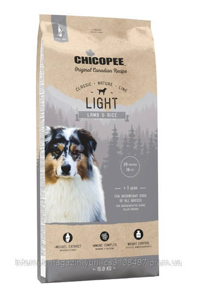 Chicopee СNL ADULT LIGHT LAMB & RICE сухой облегченный корм для собак всех пород ЯГНЕНОК И РИС 15 кг
Chicopee СNL ADULT LIGHT LAMB & RICE сухой облегченный корм для собак всех пород ЯГНЕНОК И РИС 15 кг