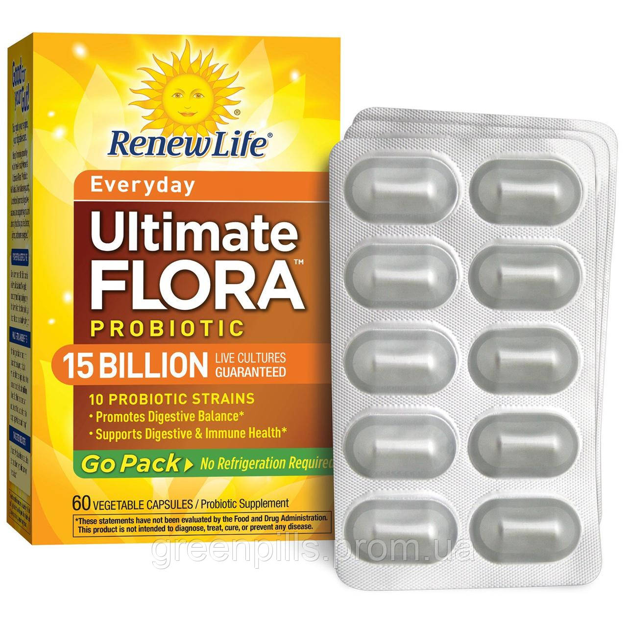 Renew Life, Everyday, Ultimate Flora Probiotic, 15 Billion Live Cultures, 60 Vegetable Capsules
Renew Life, Everyday, Ultimate Flora Probiotic, 15 Billion Live Cultures, 60 Vegetable Capsules