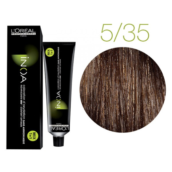 Крем-краска для волос L'Oreal Professionnel INOA Mix 1+1 №5/35 Светлый шатен золотистый махагон 60 мл
Крем-краска для волос L'Oreal Professionnel INOA Mix 1+1 №5/35 Светлый шатен золотистый махагон 60 мл
