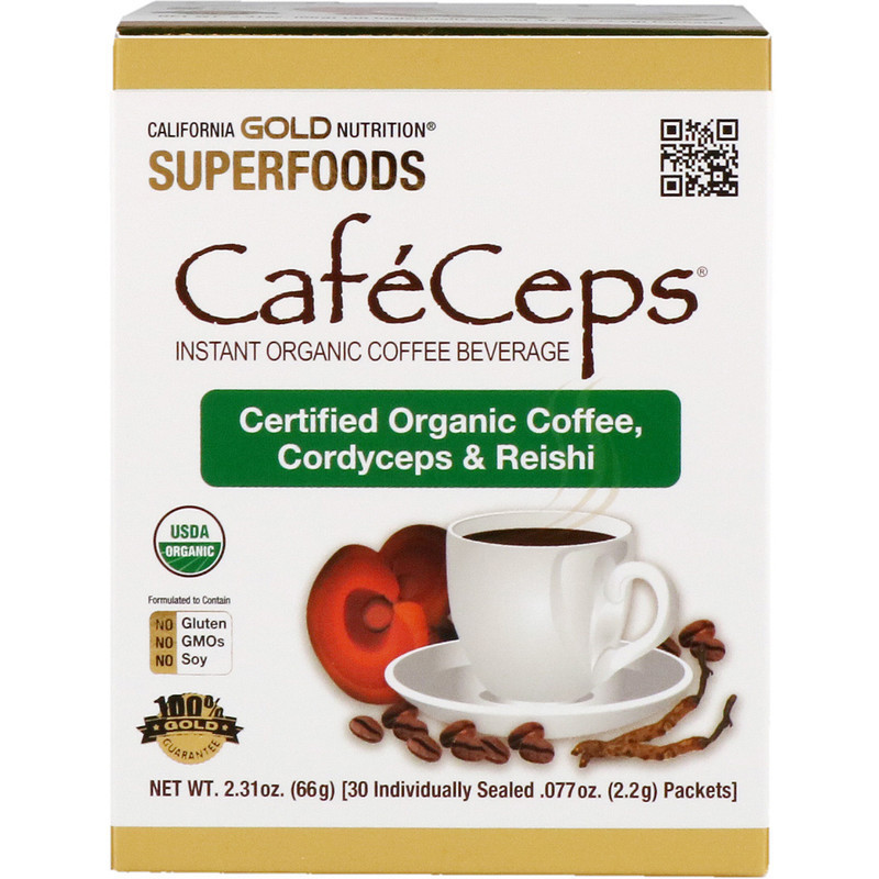 Органический кофейный напиток California Gold Nutrition "CafeCeps" с грибами кордицепс и Рейши (30 пакетиков)
Органический кофейный напиток California Gold Nutrition "CafeCeps" с грибами кордицепс и Рейши (30 пакетиков)
