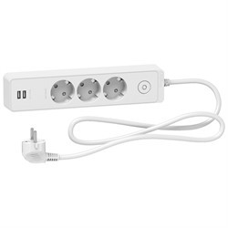 Удлинитель на 3 розетки + USB, шнур 3м, белый, Unica Extend ST943U3W Schneider
Удлинитель на 3 розетки + USB, шнур 3м, белый, Unica Extend ST943U3W Schneider