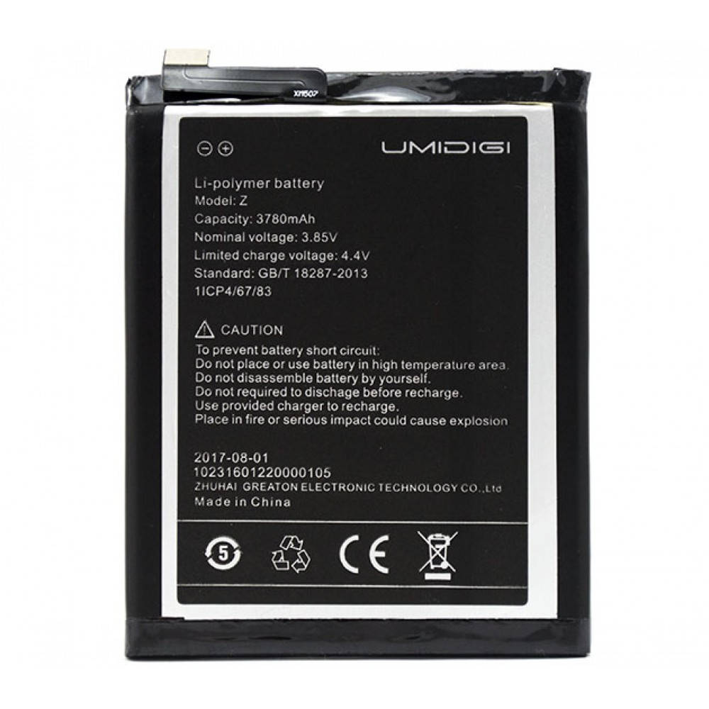 Аккумулятор для мобильного телефона Umi Z / UmiDigi Z Pro / (Li-polymer 3.85V 3780mAh)
Аккумулятор для мобильного телефона Umi Z / UmiDigi Z Pro / (Li-polymer 3.85V 3780mAh)