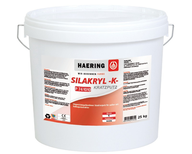 Штукатурка силоксан-акрилатная HAERING SILAKRYL KRATZPUTZ K10 барашек белая - база 1 25кг, Белый
Штукатурка силоксан-акрилатная HAERING SILAKRYL KRATZPUTZ K10 барашек белая - база 1 25кг, Белый