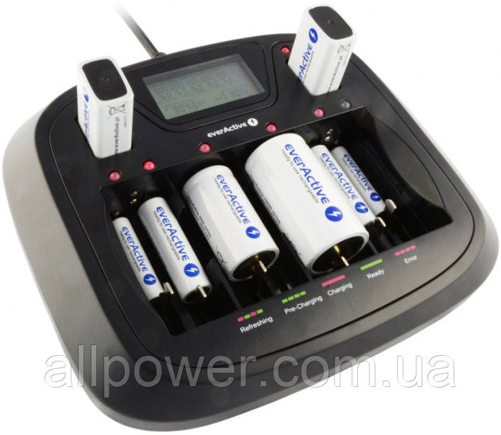 EverActive NC 900U - универсальное ЗУ для АА, ААА, С(R14), D(R20) и Крона 9В + USB. 8 каналов.
EverActive NC 900U - универсальное ЗУ для АА, ААА, С(R14), D(R20) и Крона 9В + USB. 8 каналов.