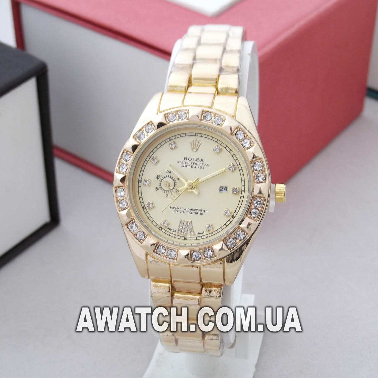 Женские кварцевые наручные часы Rolex A168 / Ролекс на металлическом браслете золотистого цвета
Женские кварцевые наручные часы Rolex A168 / Ролекс на металлическом браслете золотистого цвета