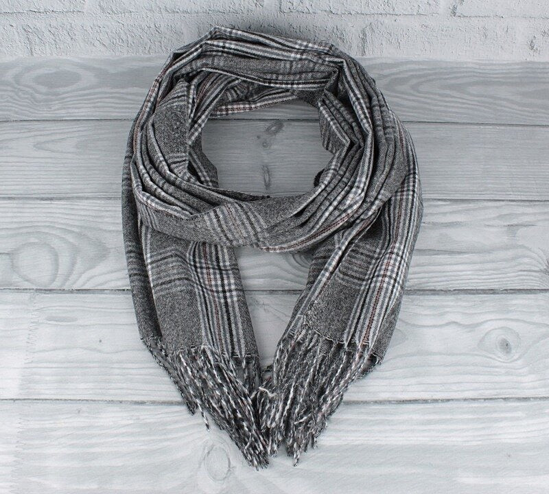 

Кашемировый шарф, палантин серый Pashmina 7680-2