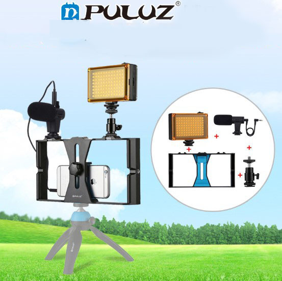 Набор блогера PULUZ PKT3022 (4в1) Рамка для смартфона+башмак+LED подсветка+микрофон для смартфона, Черно-синий
Набор блогера PULUZ PKT3022 (4в1) Рамка для смартфона+башмак+LED подсветка+микрофон для смартфона, Черно-синий