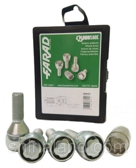 Болты секретные M14x1,25x28; Конус, Цинк, Farad FlowerLock (sk280) - комплект (один ключ), закр. с кольцом
Болты секретные M14x1,25x28; Конус, Цинк, Farad FlowerLock (sk280) - комплект (один ключ), закр. с кольцом