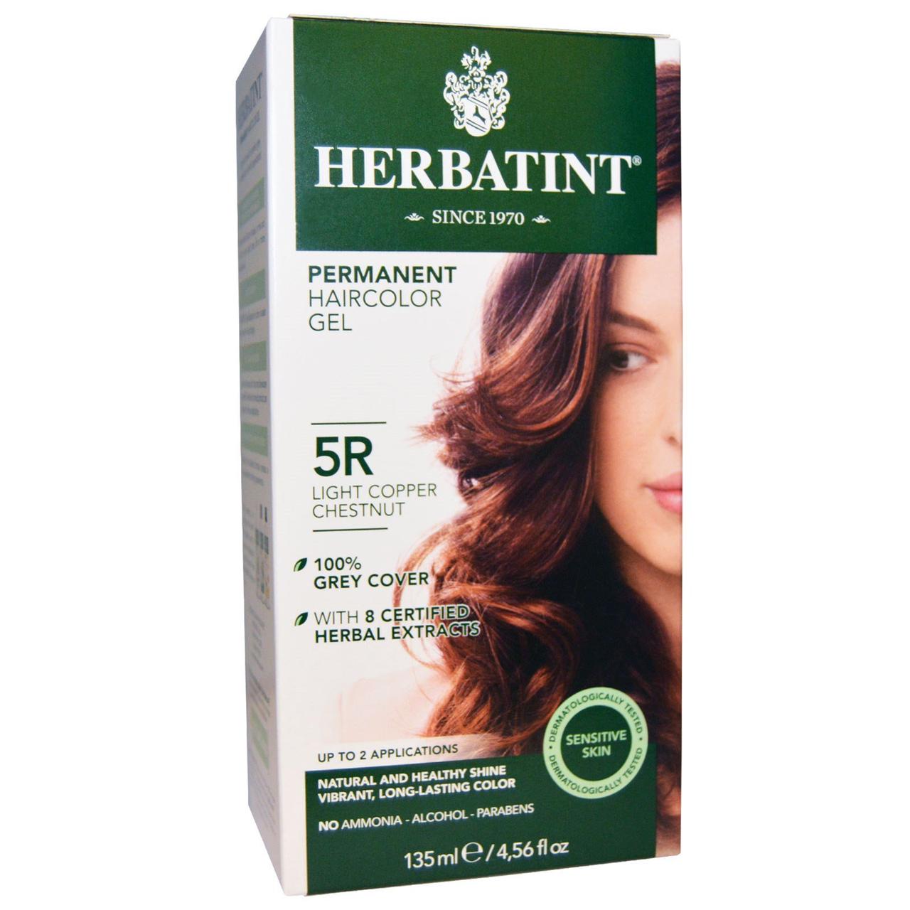 Herbatint, Стойкий растительный гель-краска для волос, 5R, насыщенная медь-каштан, 4,56 жидких унций (135 мл)
Herbatint, Стойкий растительный гель-краска для волос, 5R, насыщенная медь-каштан, 4,56 жидких унций (135 мл)