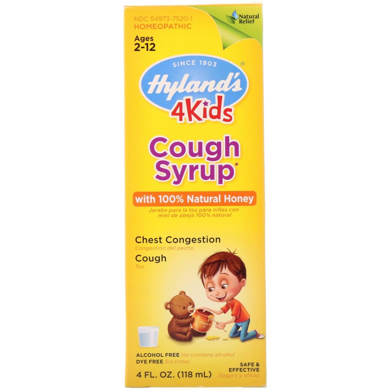 Hyland's, 4 Kids, Cough Syrup with 100% Natural Honey, Ages 2-12, 4 fl oz (118 ml), официальный сайт,
Hyland's, 4 Kids, Cough Syrup with 100% Natural Honey, Ages 2-12, 4 fl oz (118 ml), официальный сайт,