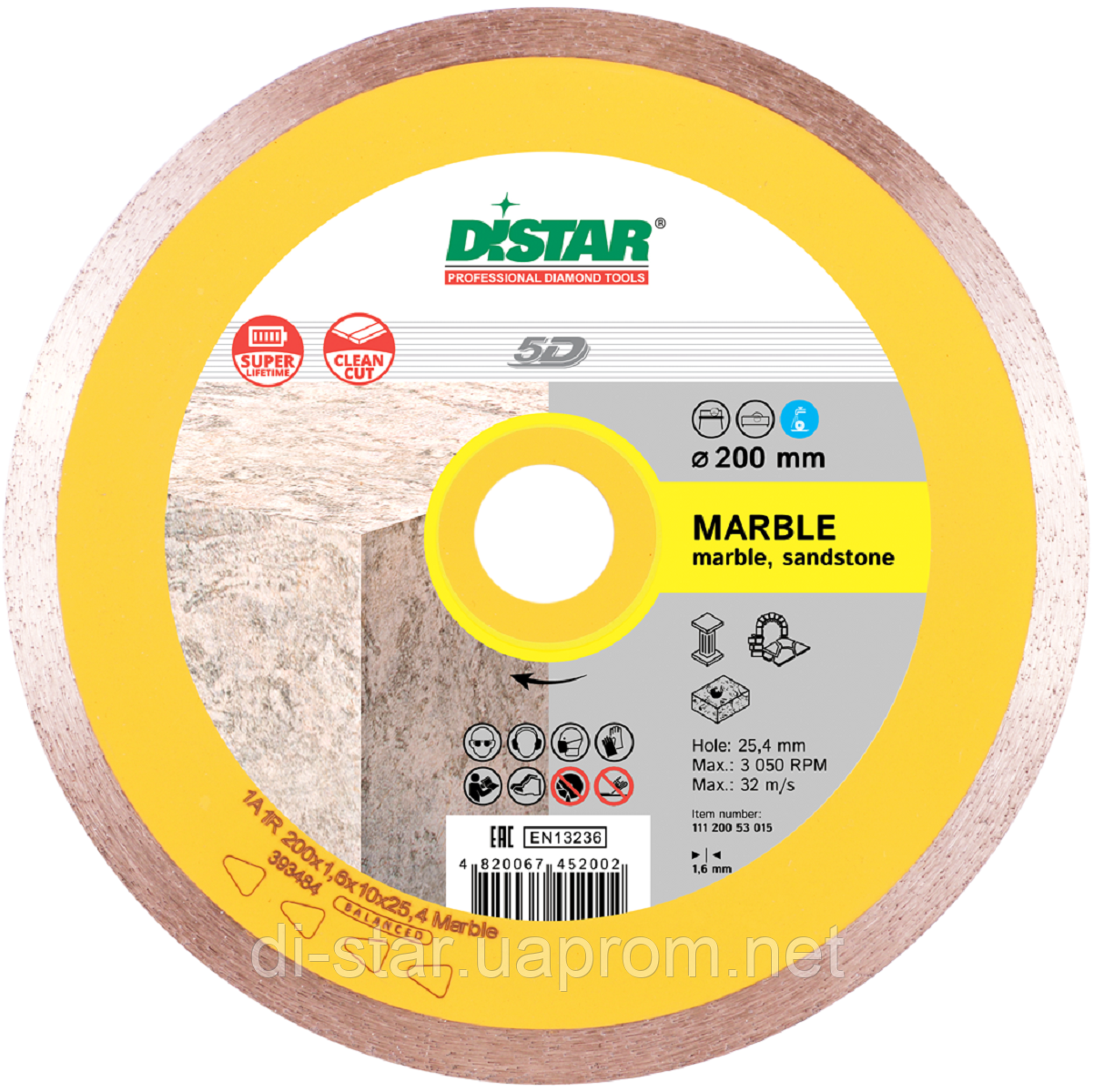 Круг алмазный Distar 1A1R Marble 5D 200 мм сплошной отрезной алмазный диск по мрамору, Дистар, Украина
Круг алмазный Distar 1A1R Marble 5D 200 мм сплошной отрезной алмазный диск по мрамору, Дистар, Украина
