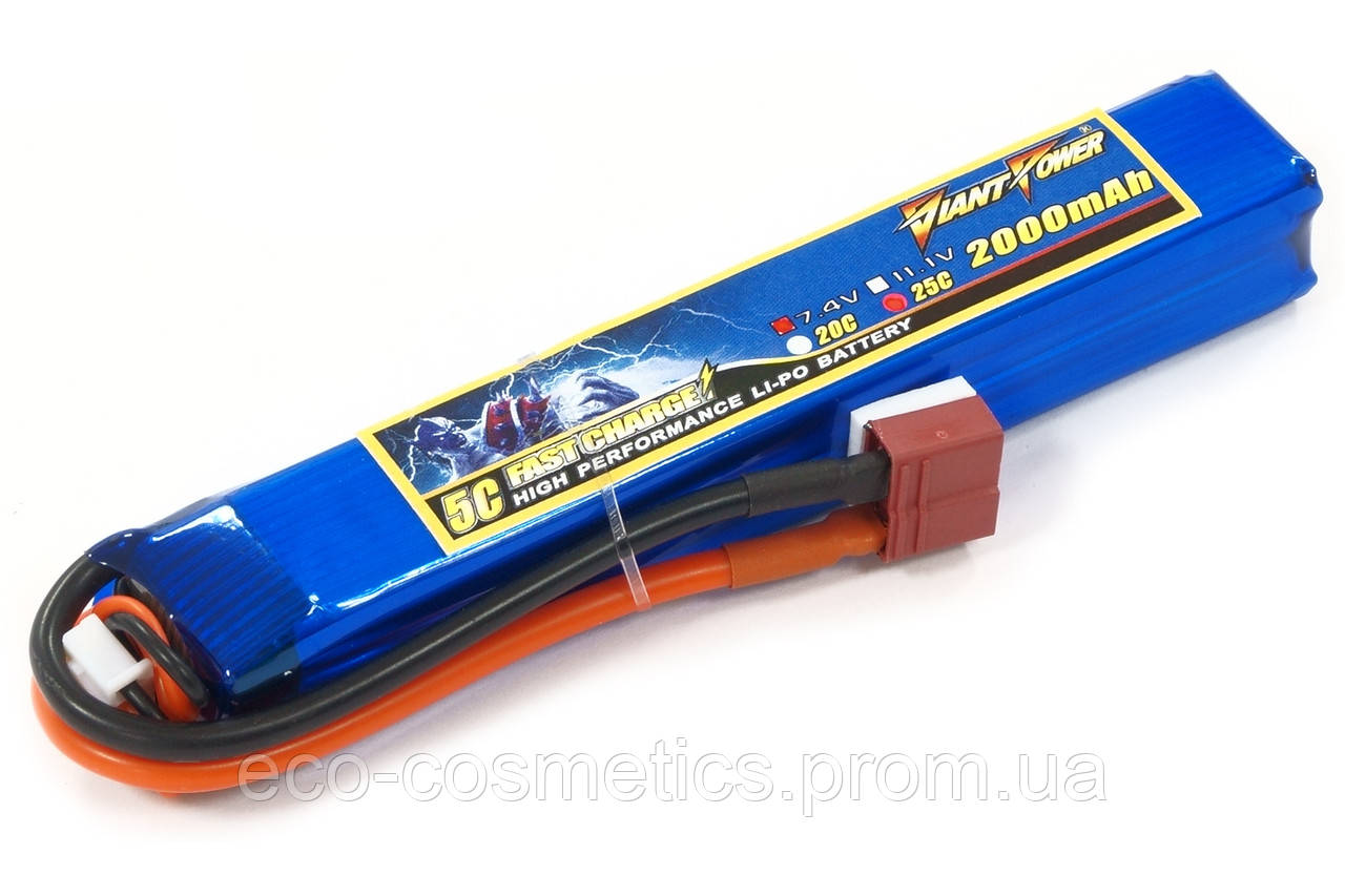 Аккумулятор для страйкбола Giant Power (Dinogy) Li-Pol 2000 мАч 7.4 В 126x21x20 мм T-Plug 25C
Аккумулятор для страйкбола Giant Power (Dinogy) Li-Pol 2000 мАч 7.4 В 126x21x20 мм T-Plug 25C