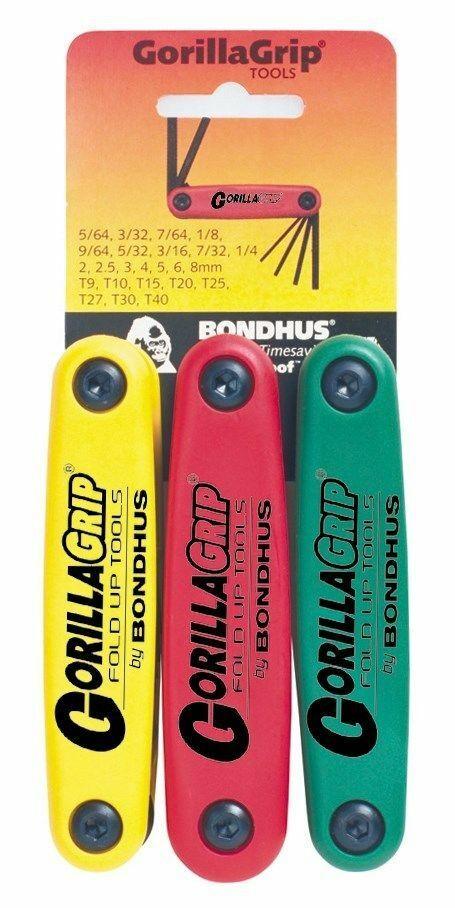 Набор шестигранников Bondhus GorillaGrip 12587 (2-8 мм), 12589 (5/64-1/4-дюйма), 12634(Torx T9-T40)
Набор шестигранников Bondhus GorillaGrip 12587 (2-8 мм), 12589 (5/64-1/4-дюйма), 12634(Torx T9-T40)
