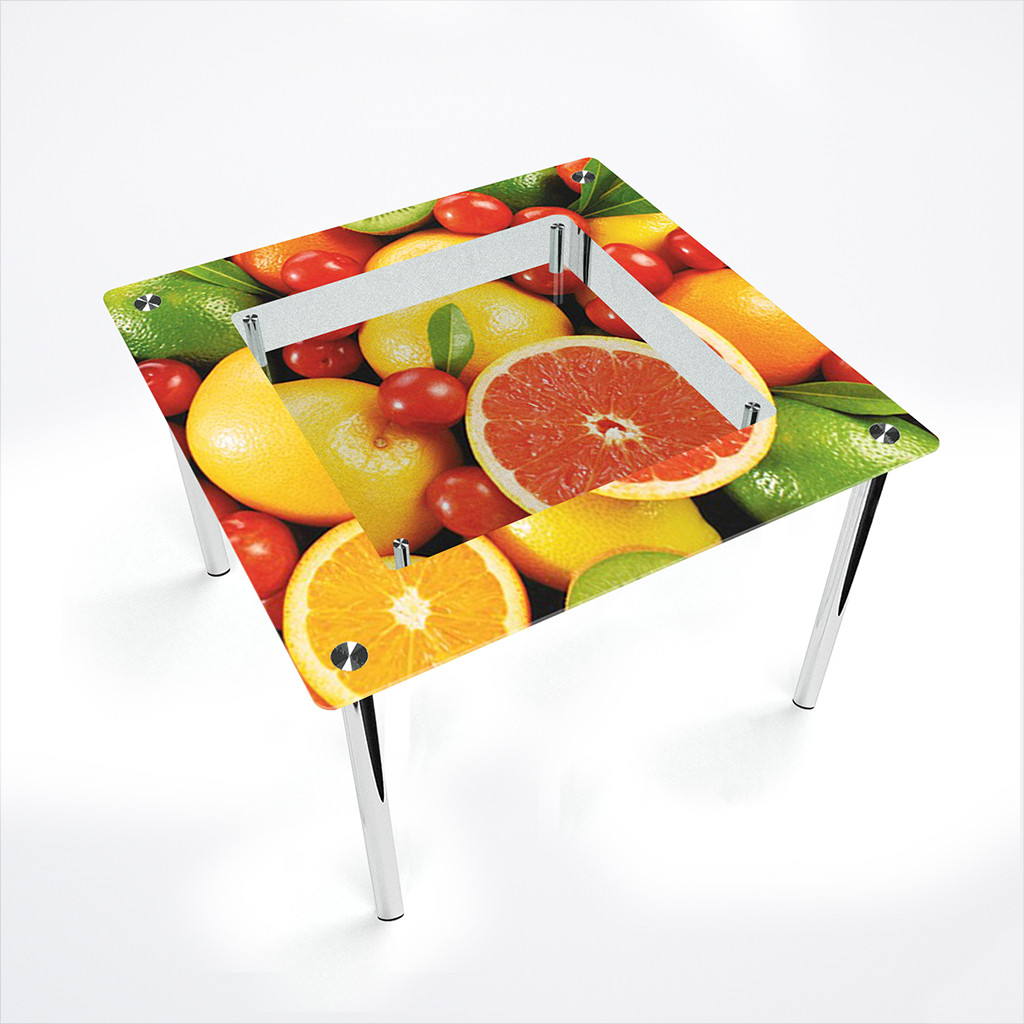 Стол обеденный на хромированных ножках Квадратный с полкой Fruit 900х900, Фотопечать
Стол обеденный на хромированных ножках Квадратный с полкой Fruit 900х900, Фотопечать