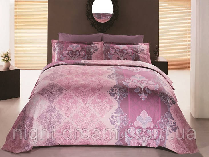 Комплект постельного белья евро 200х220 сатин Gokay Embro розовый