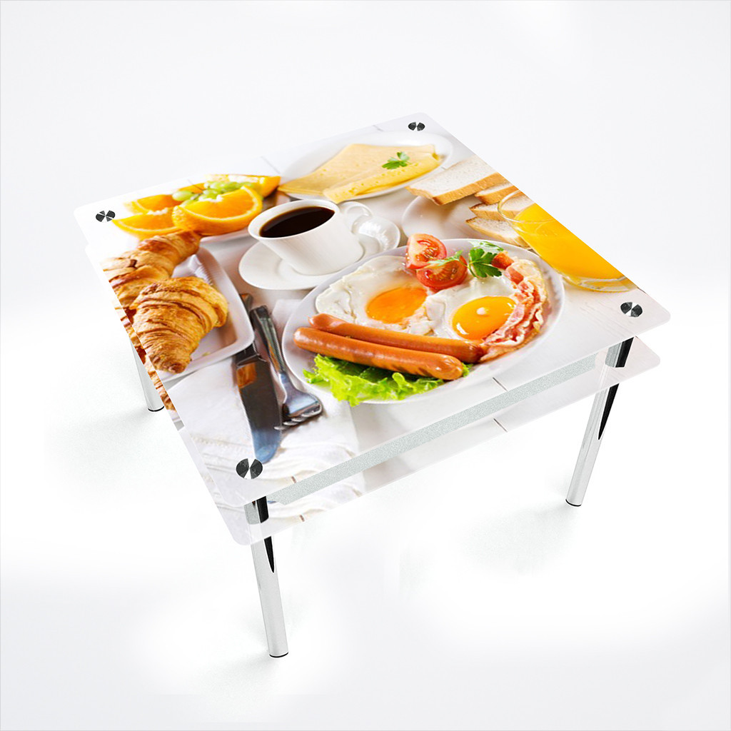 Стол обеденный на хромированных ножках Квадратный с проходящей полкой Nice breakfast 700х700, Фотопечать
Стол обеденный на хромированных ножках Квадратный с проходящей полкой Nice breakfast 700х700, Фотопечать