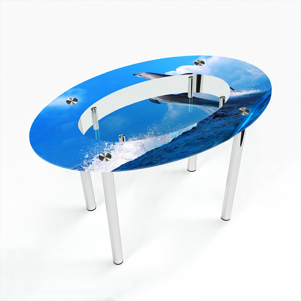 Стол обеденный на хромированных ножках Овальный с полкой Dolphin 1100х650, Фотопечать
Стол обеденный на хромированных ножках Овальный с полкой Dolphin 1100х650, Фотопечать