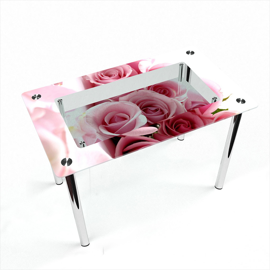 Стол обеденный на хромированных ножках Прямоугольный с полкой Pink Roses 1100х650, Фотопечать
Стол обеденный на хромированных ножках Прямоугольный с полкой Pink Roses 1100х650, Фотопечать