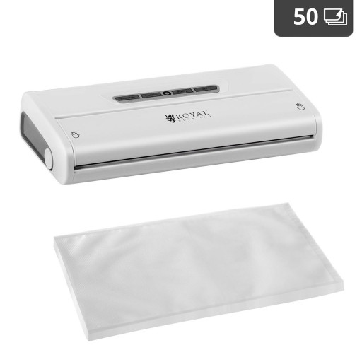 Набор вакуумная упаковочная машина - 175 В - белый + Мешки moletowane - 50 шт. - 28 x 40 см Royal Catering
Набор вакуумная упаковочная машина - 175 В - белый + Мешки moletowane - 50 шт. - 28 x 40 см Royal Catering