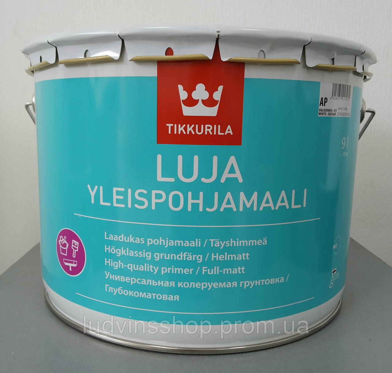 Краска грунт Tikkurila Luja , (Тиккурила Луя универсальная грунтовка), 9л 2.7л, База а – белая;колеруется только в светлые и пастельные цвета. база с - бесцветная;только для колерования в тёмные и насыщенные цвета. краска колеруется по каталогам «tikkuril
Краска грунт Tikkurila Luja , (Тиккурила Луя универсальная грунтовка), 9л 2.7л, База а – белая;колеруется только в светлые и пастельные цвета. база с - бесцветная;только для колерования в тёмные и насыщенные цвета. краска колеруется по каталогам «tikkuril