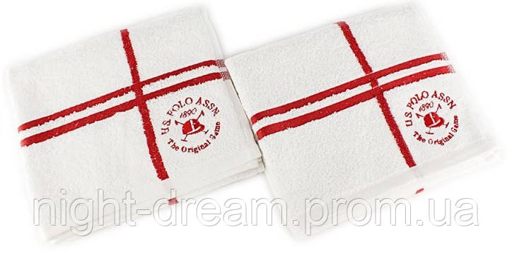 Махровое полотенце 70х140 U. S. POLO ASSN ROSWELL белый/красный