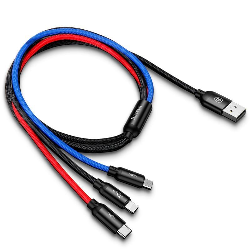 Кабель USB Baseus Three Primary Colors 3-in-1 Cable USB For M+L+T 3.5A 1.2 метра, Черный
Кабель USB Baseus Three Primary Colors 3-in-1 Cable USB For M+L+T 3.5A 1.2 метра, Черный