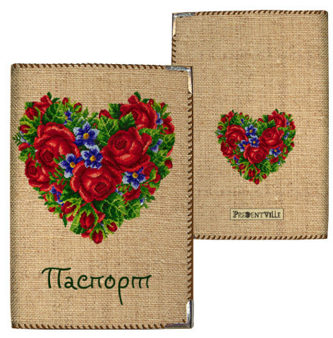 

Обложка на паспорт ткань Цветочное сердце оригинальный подарок
