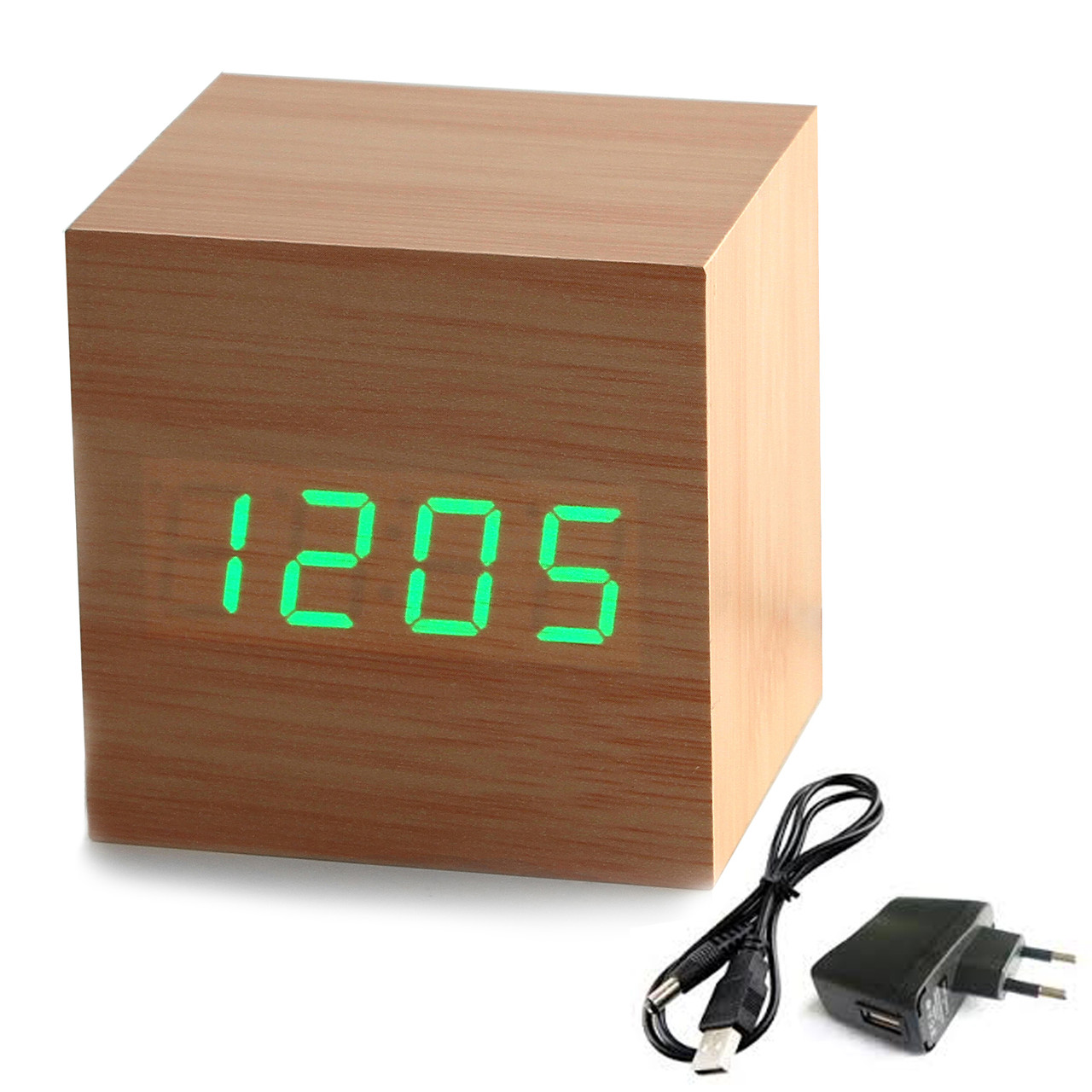 

Часы будильник UFT wood clock green оригинальный подарок прикольный